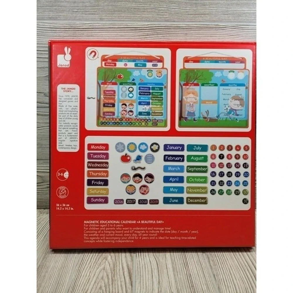 Janod Magnetic Calendar A Beautiful Day‎ Kids Toy Multicolor Educational Board